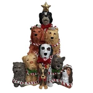 VTG Deers 1993 Family of Dog Breed Christmas Tree Figurine Pooches Pyramid Resin